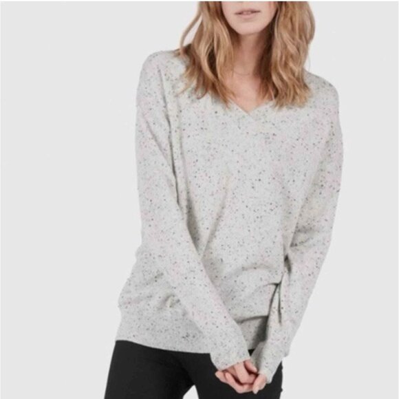 Everlane Womens Speckled V-Neck Sweater Medium Gray Wool Blend M - Picture 1 of 8